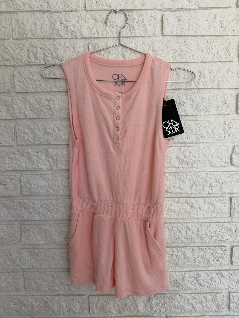 Chaser Girls' Light Pink Terry Swim Coverup Romper